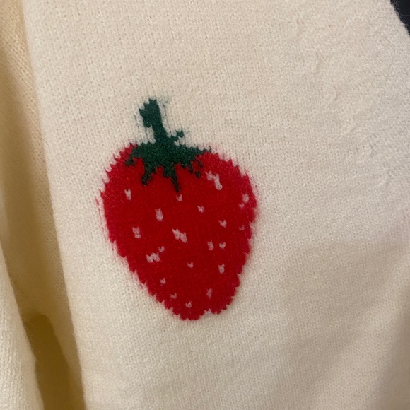 Cream Sweater with Red Strawberry Design - Picture 2 of 3